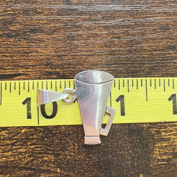 VTG Solid Sterling Silver 925 Megaphone Horn Charm Pendant Size 1" Length - Picture 8 of 11